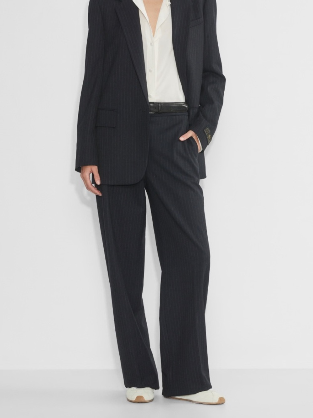 Aritzia Navy Wide-Leg Trousers